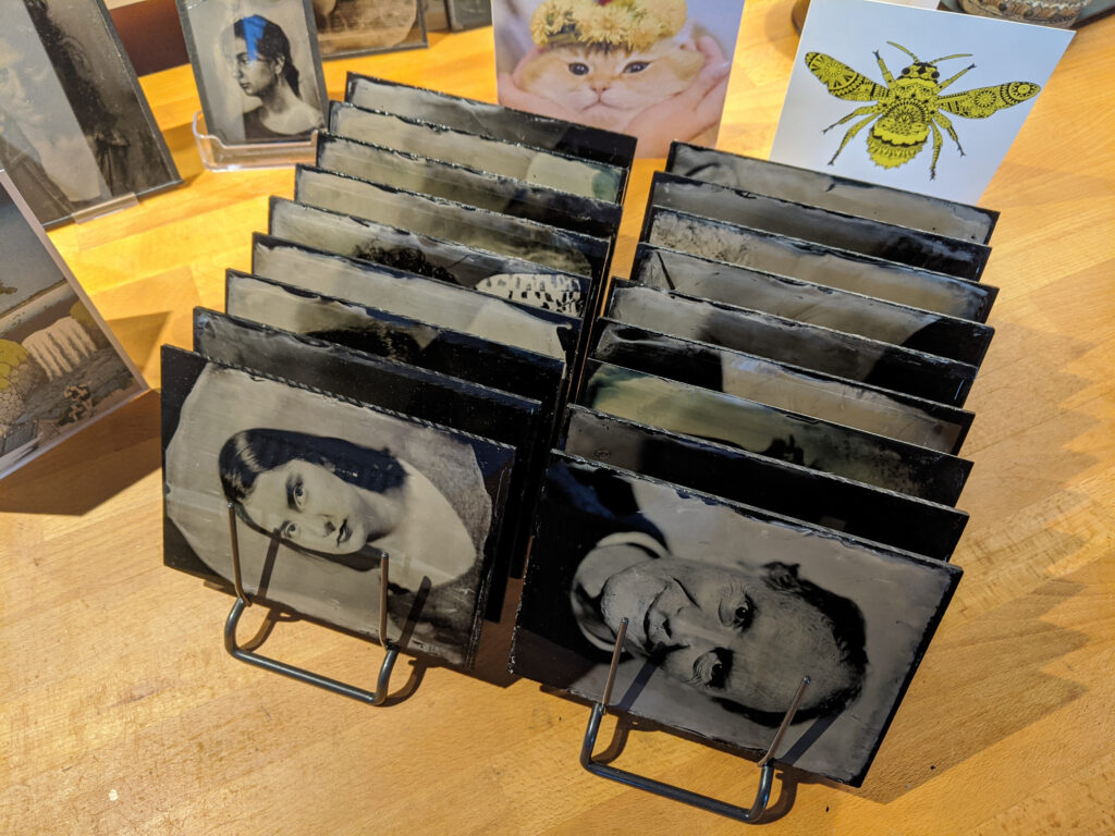 Rack of ambrotype plates
