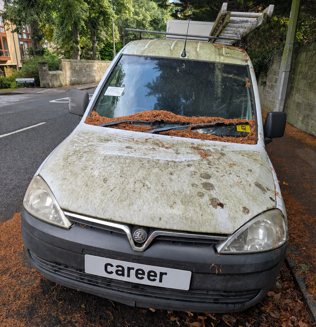 Dumped car Edinburgh 2026 - AI replaced numberplate not well!